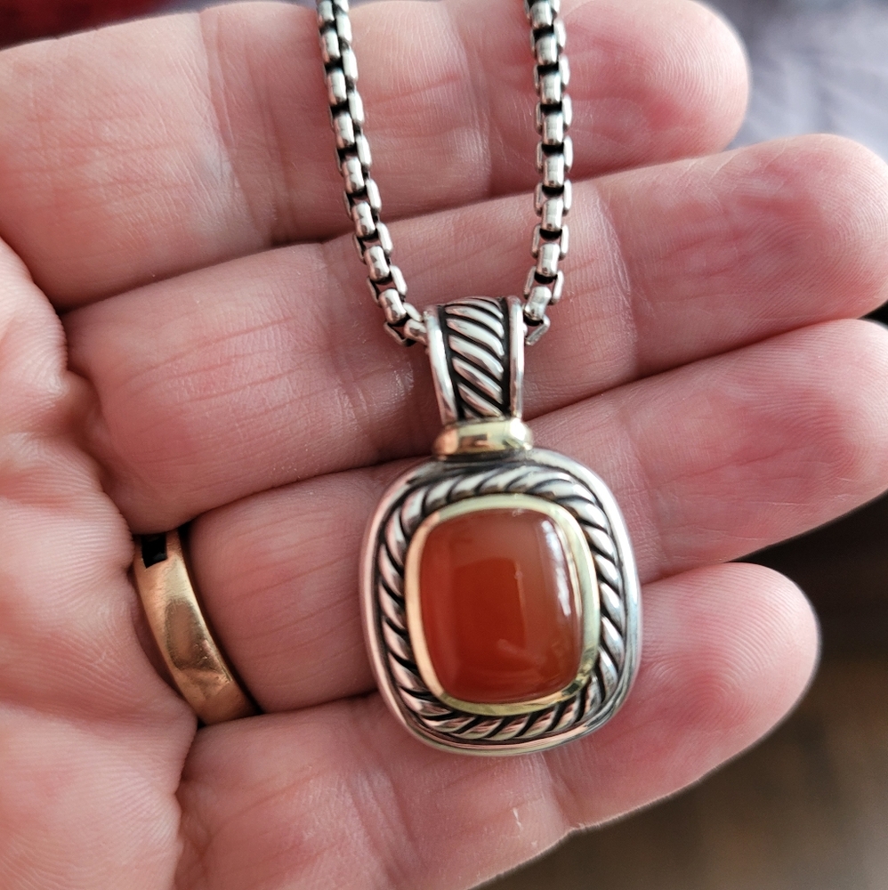David Yurman Carnelian Albion Pendant Necklace